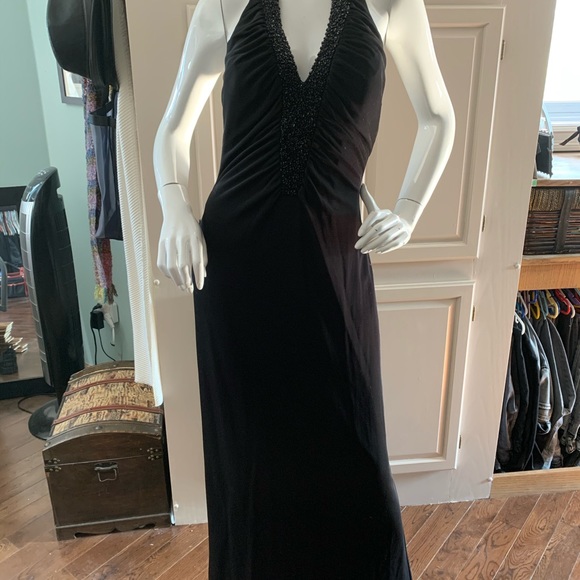 JS boutiqueblack beaded halter evening gown - Picture 5 of 5